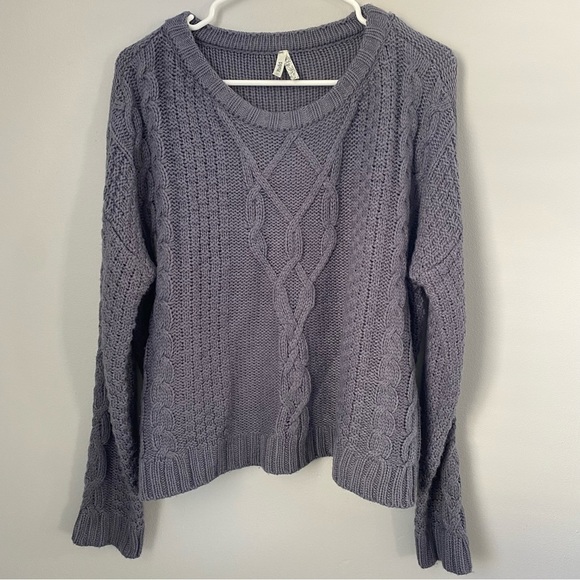 Mudd Women's Steel Gray Cable Knit Sweater Oversized Size M - Picture 1 of 5